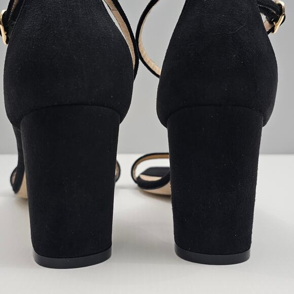 Stuart Weitzman Nudistcurve 75 Sandal Womens 9.5 Black Suede Block Heel Strappy - Picture 12 of 16